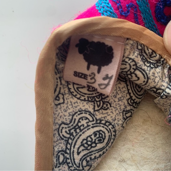 Hand Made Wool Embroidered Middle Eastern Slippers Ethnic‎ Woman 6.5 - Picture 4 of 7